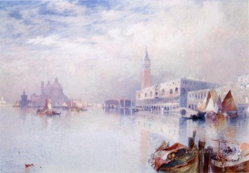 Escena veneciana paisaje marino barco Thomas Moran Venecia Pinturas al óleo